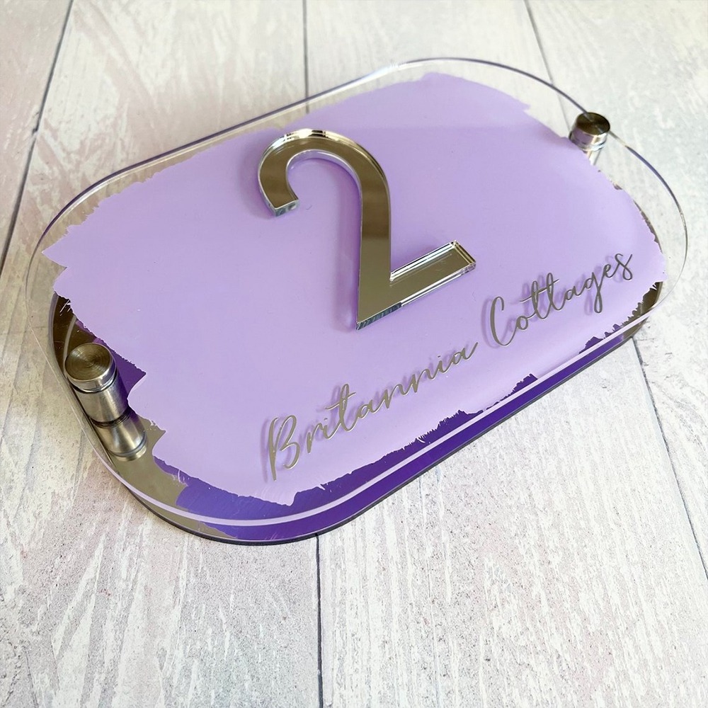 Indoor and Outdoor Decorative Custom Clear Acrylic Painted UV Print House Door Logo Sign