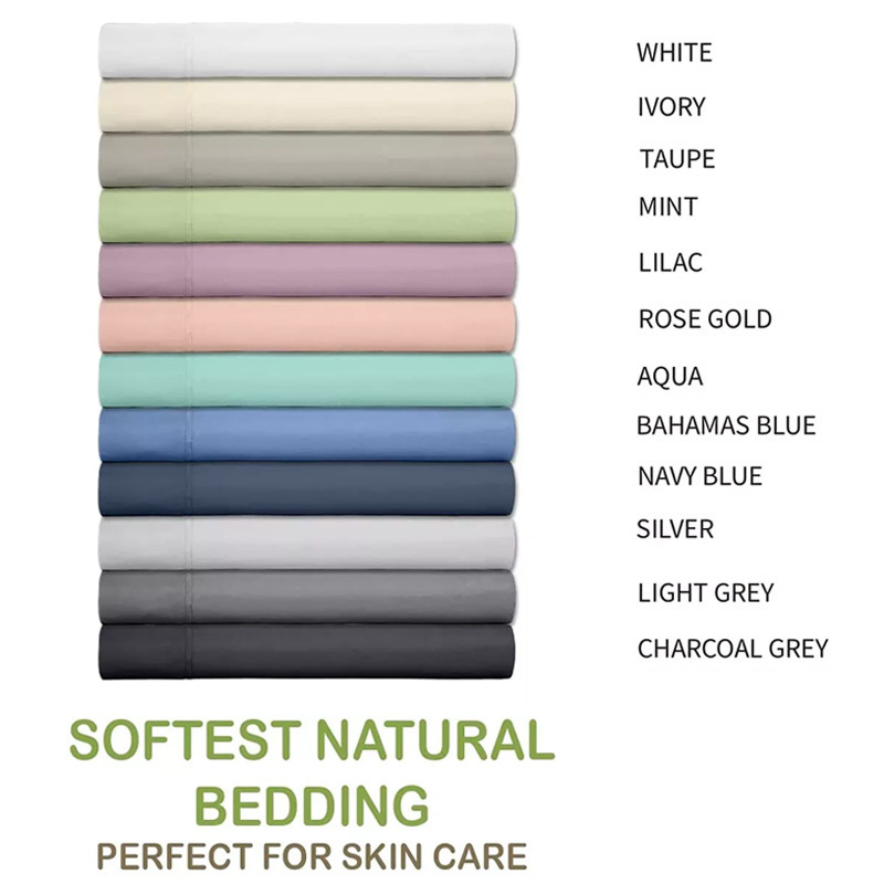 300TC luxury bamboo Super Hypoallergenic Soft solid color customized bedding set lyocell bamboo bedding