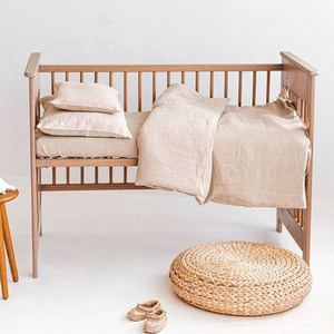 Neutral stonewashed Natural linen Bed kids' babies' bedding 100% linen baby crib bedding set