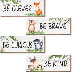 Woodland Animals Decor Wood Wall Sign Nursery Decor for Boys Girls