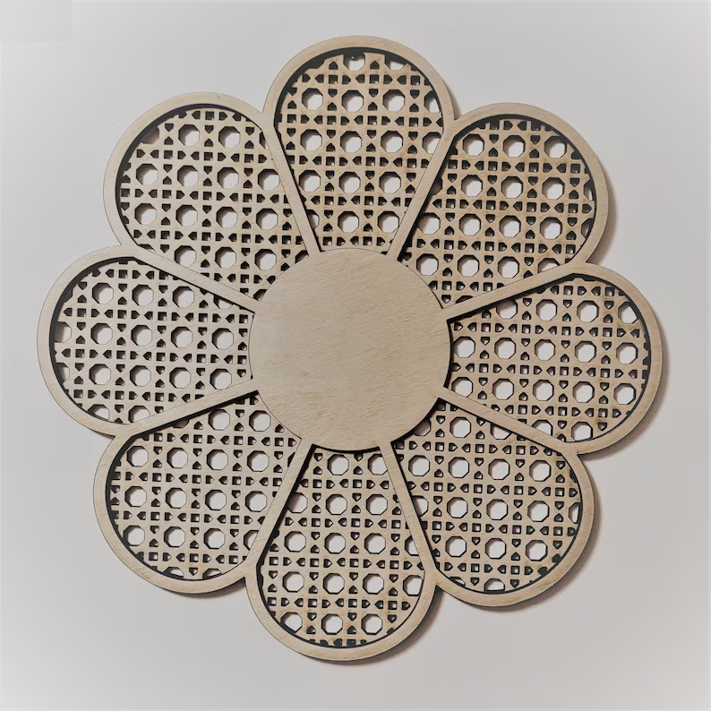 Daisy Nursery Decor Boho Baby Girl Nursery Decor Rattan Flower Wall Art