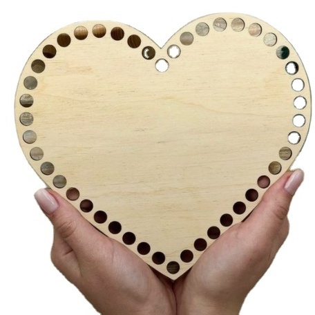 custom shape crafts wood laser cutting Heart item blanks base plates engraved wooden laser blanks