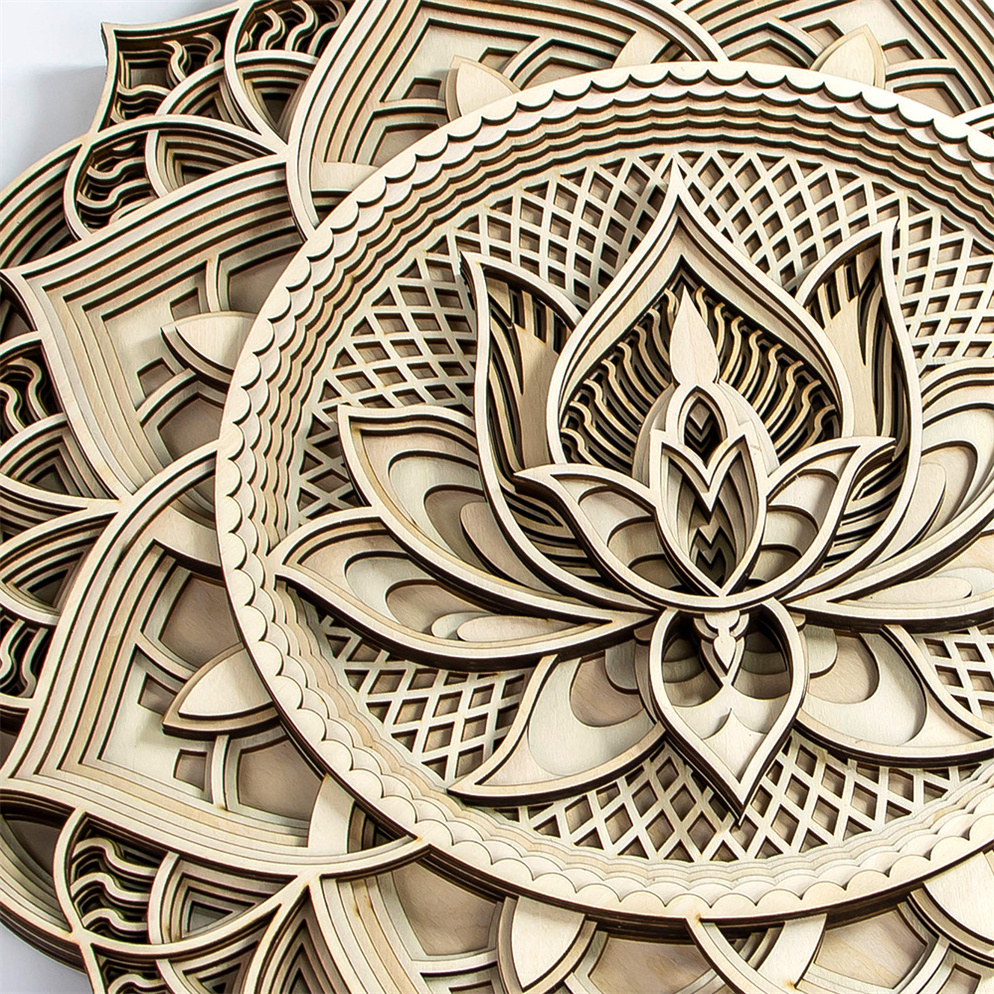 Laser Cut Plywood Mandala Wood Wall Art Multilayered Mandela Wall Hanging