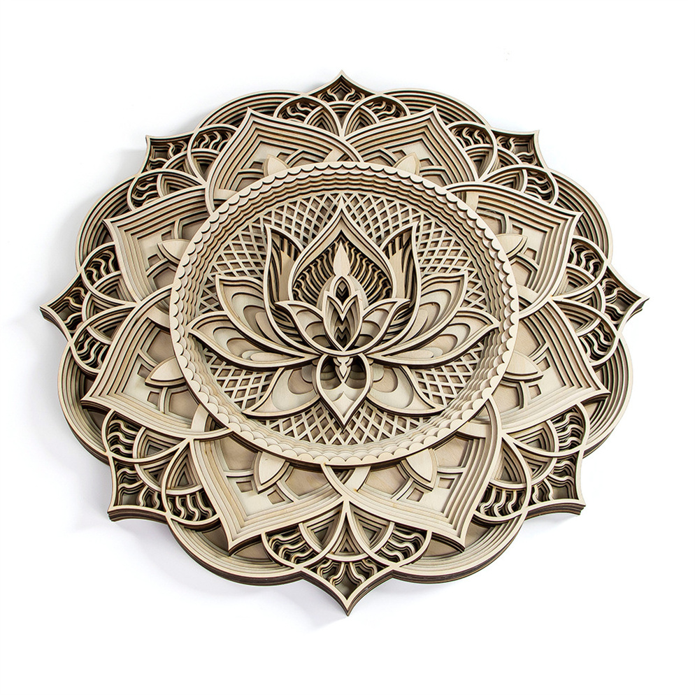 Laser Cut Plywood Mandala Wood Wall Art Multilayered Mandela Wall Hanging