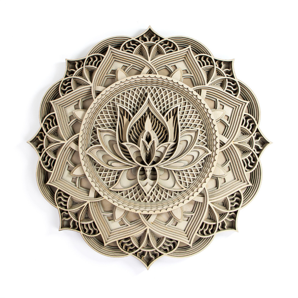 Laser Cut Plywood Mandala Wood Wall Art Multilayered Mandela Wall Hanging