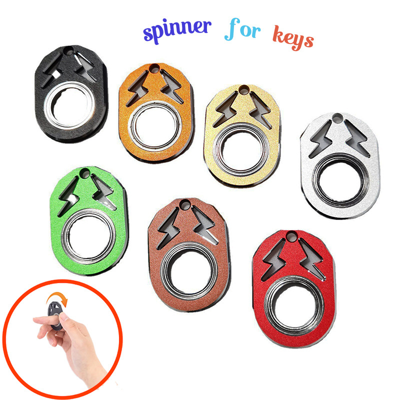 Super cool fidget smooth keychain spinner with lightning logo matches your key anxiety relief keychains anxiety relief keychains