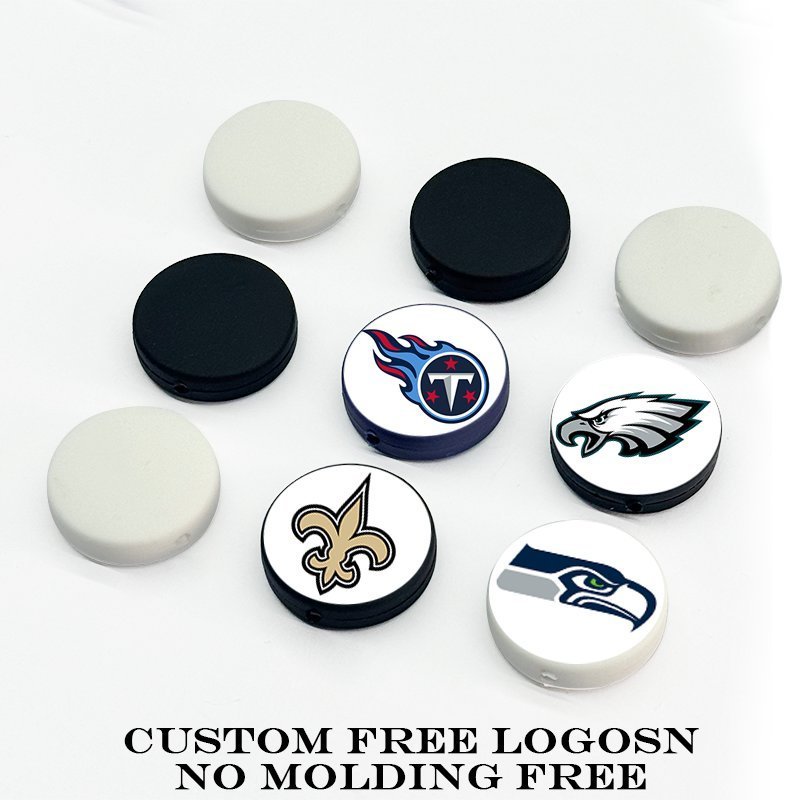 New Arrival Printed Silicone Beads Western Football Team NFL New Sports Team Wholesale Custom Silicone Team Focal Beads For Pens