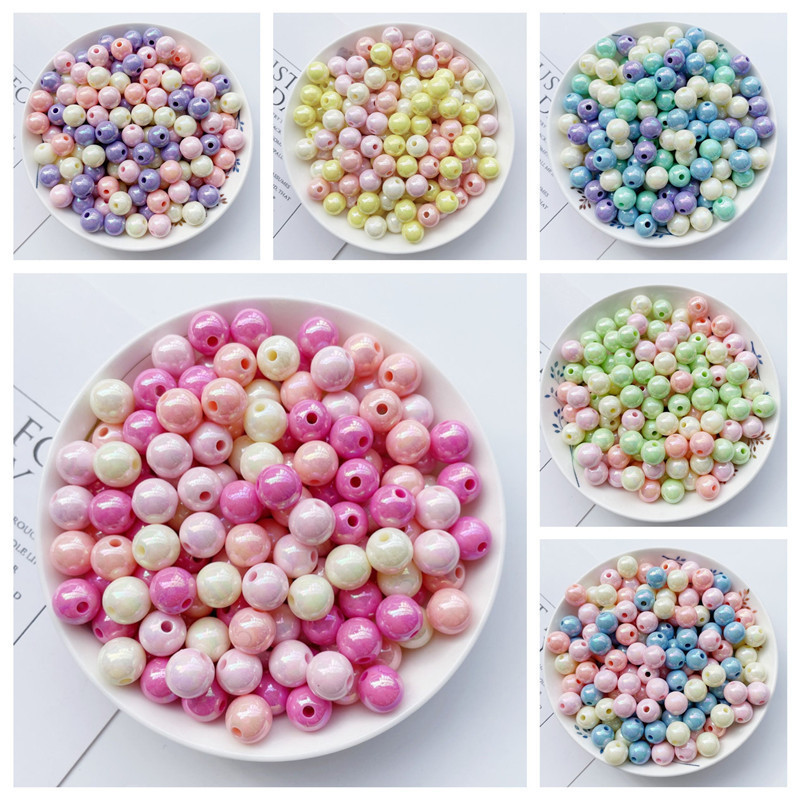 6/8/10/12mm Beading Supplier Wholesale Colorful Solid AB  Fashion New Chunky Acrylic Beads For Jewelry Making Shinny