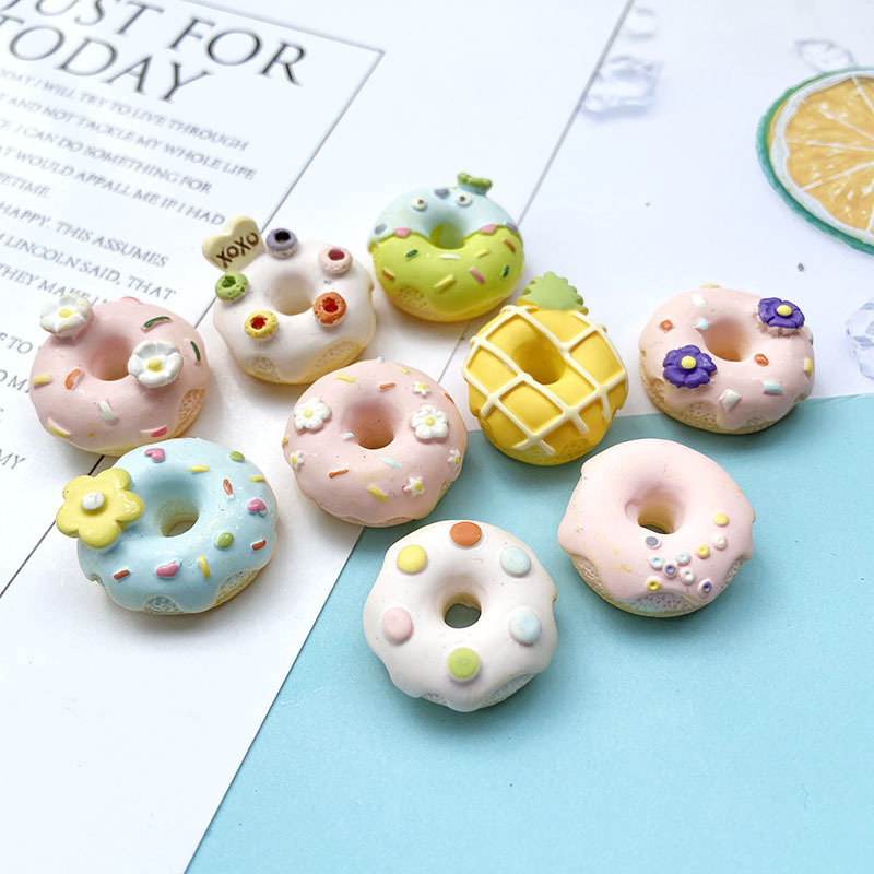 Wholesale Mixed donut Resin Charms DIY Findings Earrings Artificial Jewelry phone case Key chain Accessories resin crafts patch