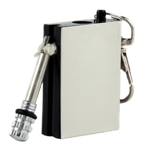 New designs Stainless Steel Flint Fire Starter Square Match Lighter Cigarette Accessories keychain flint fire starter