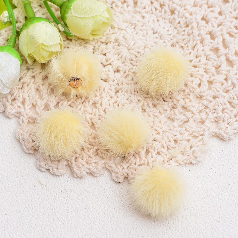 Plush Fur Covered Ball Charms DIY Pompom Pendant loose cute colored Beads for Necklace Earring Bracelet Jewelry Making Supplies