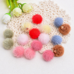 Plush Fur Covered Ball Charms DIY Pompom Pendant loose cute colored Beads for Necklace Earring Bracelet Jewelry Making Supplies