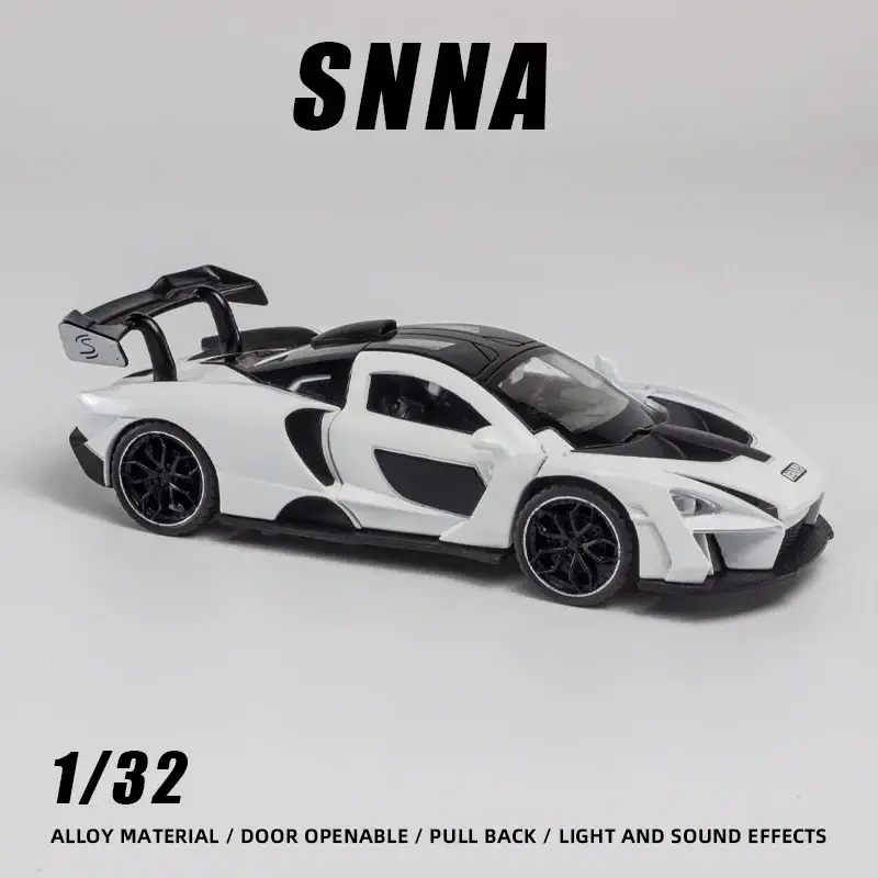 1/32 McLaren SNNA Car Model Toy Diecast Alloy Pullback Simulation Vehicles Sound Light Hot Wheels Car Toys For Children Souvenir