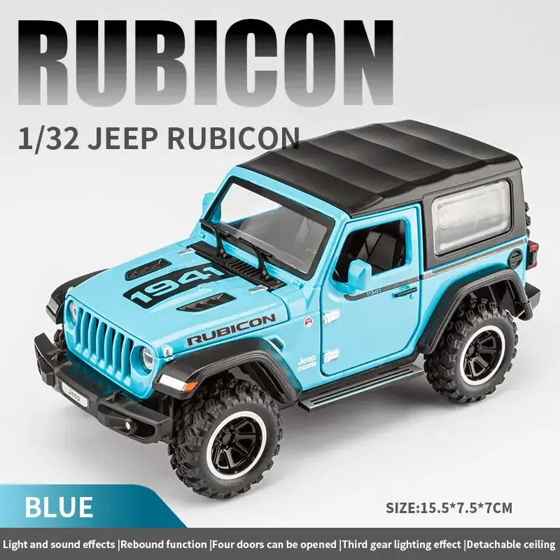 1:32 Jeeps Wrangler Rubicon Off-Road Alloy Model Cars With Sound And Light When Opening The Door Kids Toy Gift