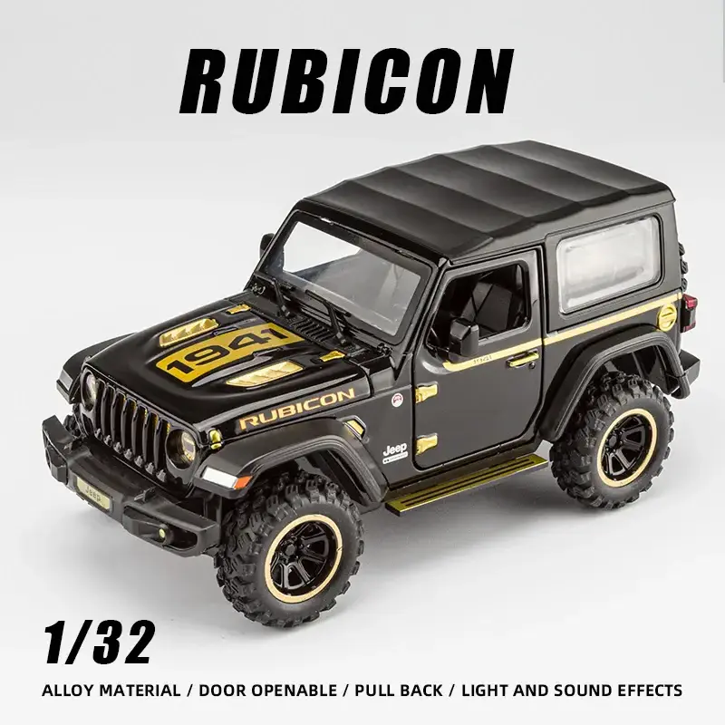 1:32 Jeeps Wrangler Rubicon Off-Road Alloy Model Cars With Sound And Light When Opening The Door Kids Toy Gift