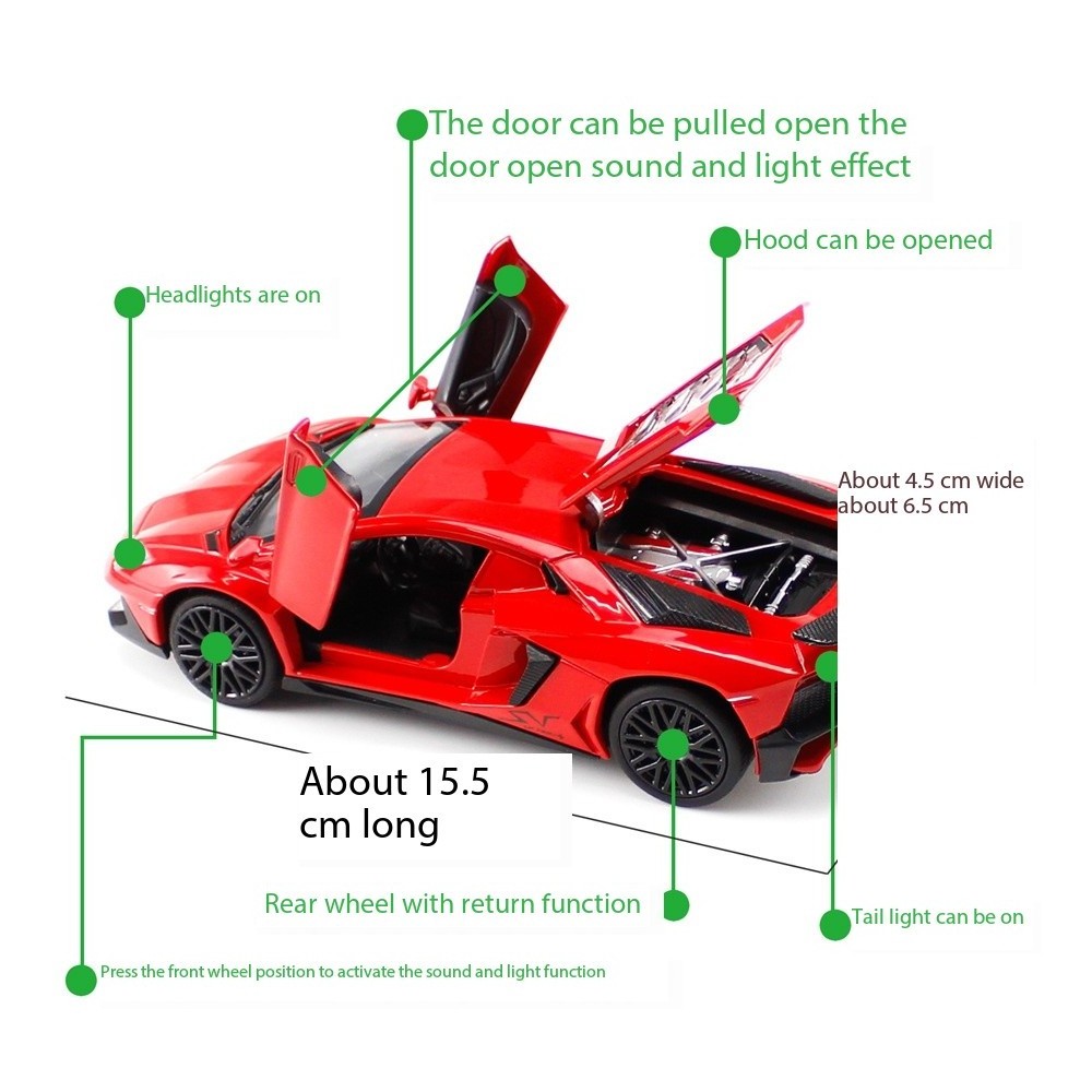 LP750 1:32 Lambor-ghini Car Alloy Sports Car Model Diecast Sound Super Racing Lifting Tail Hot Car Wheel For Gifts