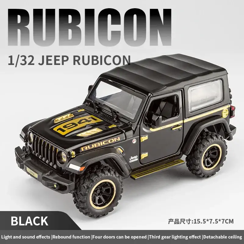 1:32 Jeeps Wrangler Rubicon Off-Road Alloy Model Cars With Sound And Light When Opening The Door Kids Toy Gift