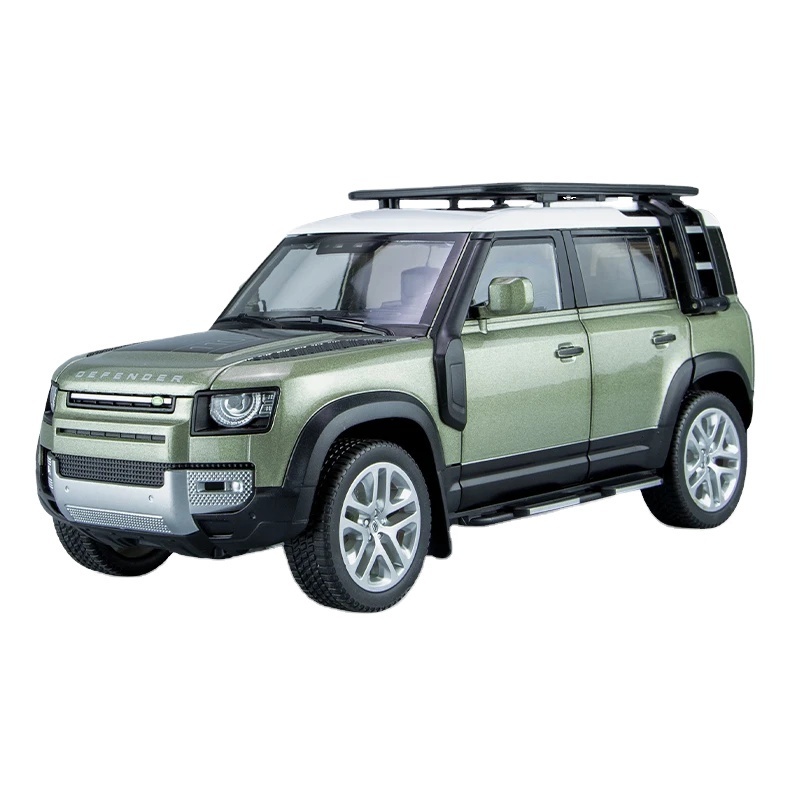 1:18 Land Rover Defender 110 Off road vehicle SUV Diecast Car Model Door Open Sound And Light Children's Toy Boy Collection Gift