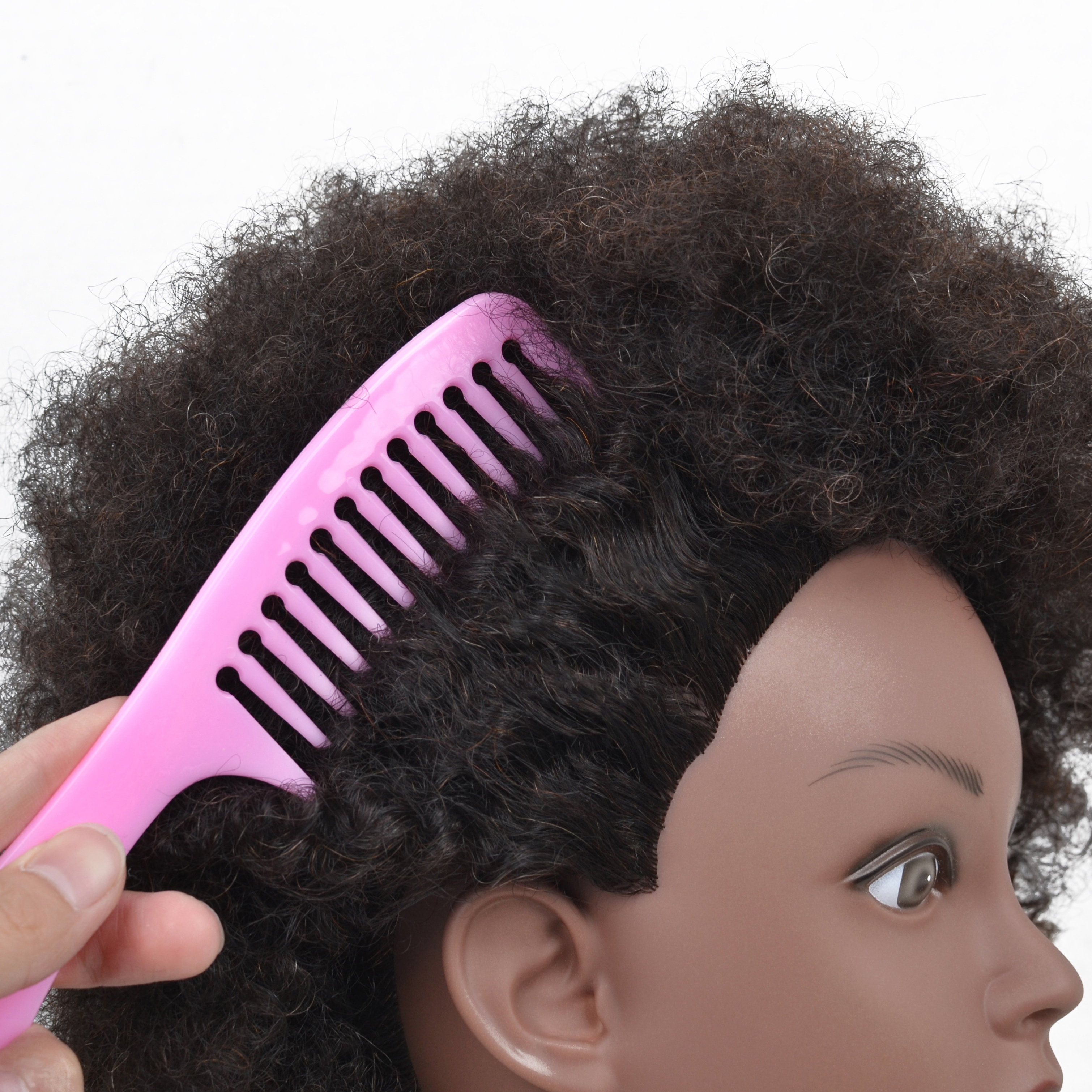 Cheap Cosmetology 100% Human Hair African American Salon Practice Hairdresser Braiding Afro Training Mannequin Dummy Doll Head