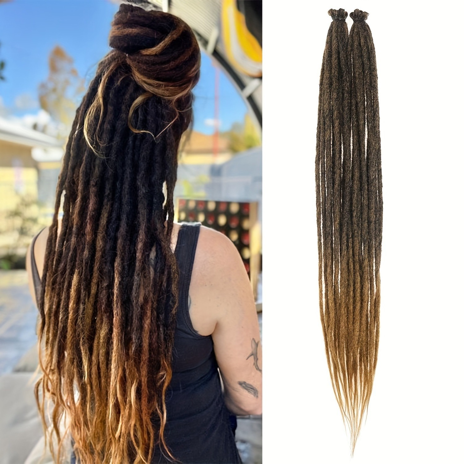 100% Handmade 36'' Long Soft Afro Kinky Crochet Dreads Hair Reggae Hip-hop Ombre Artificial Locs Dreadlocks Extensions