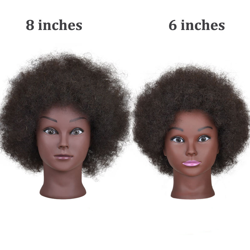 Cheap Cosmetology 100% Human Hair African American Salon Practice Hairdresser Braiding Afro Training Mannequin Dummy Doll Head