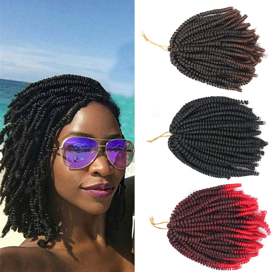 8 Inch Crochet Braid Synthetic Curly Hair Extensions Jumbo Braiding Nubian Twist Hair Spring Twist Hair