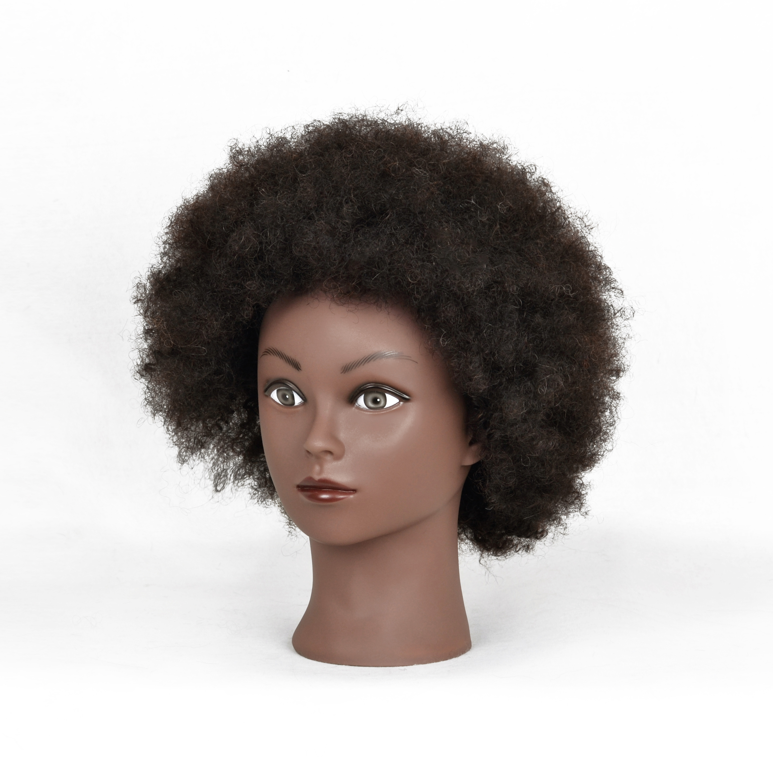 Cheap Cosmetology 100% Human Hair African American Salon Practice Hairdresser Braiding Afro Training Mannequin Dummy Doll Head