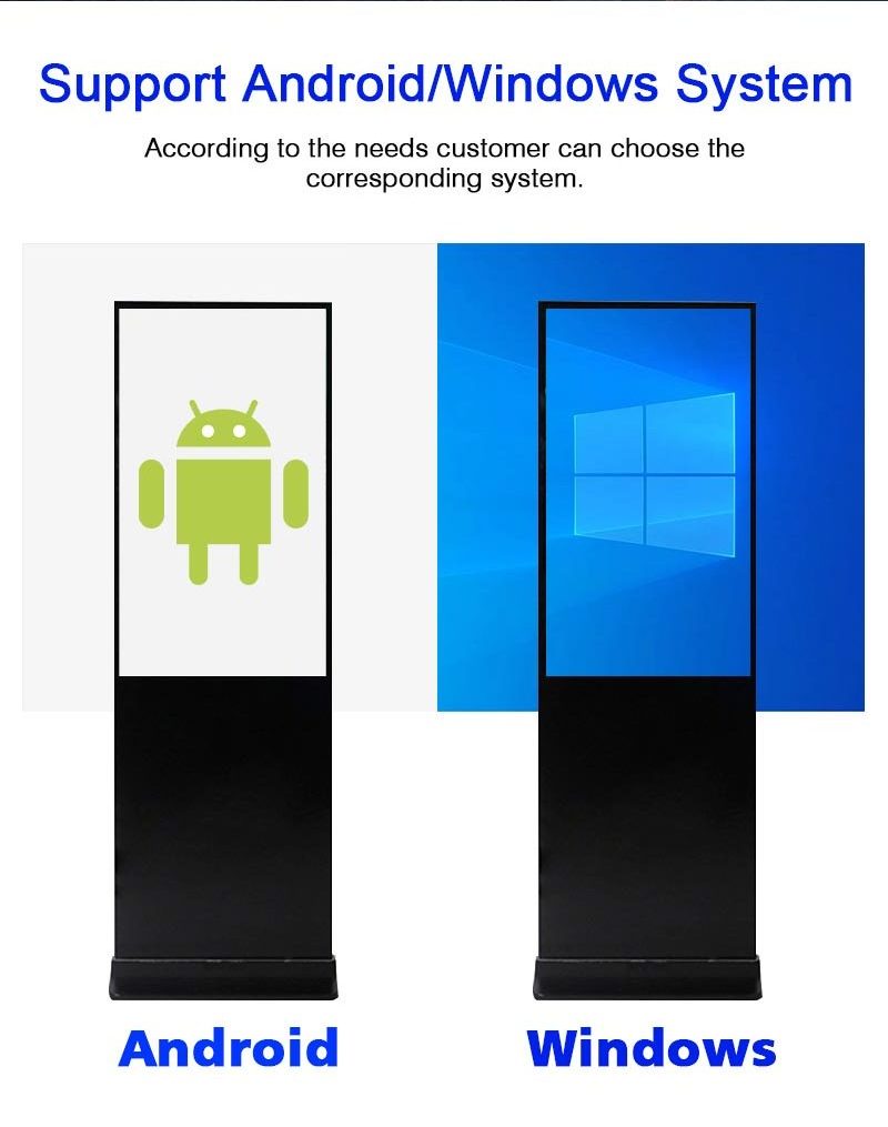 Free Standing Digital Kiosk 55 Inch Advertising Players Display LCD Digital Signage