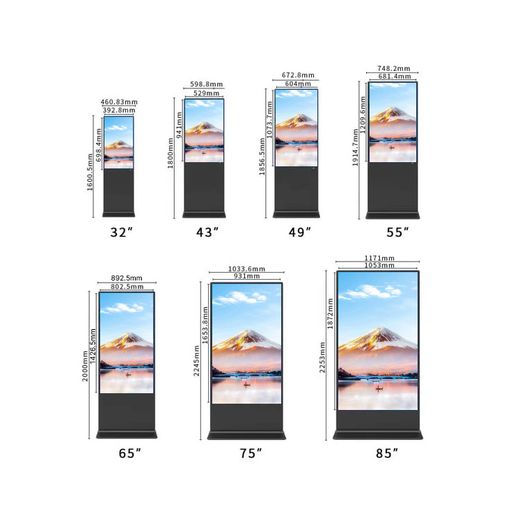 Free Standing Digital Kiosk 55 Inch Advertising Players Display LCD Digital Signage