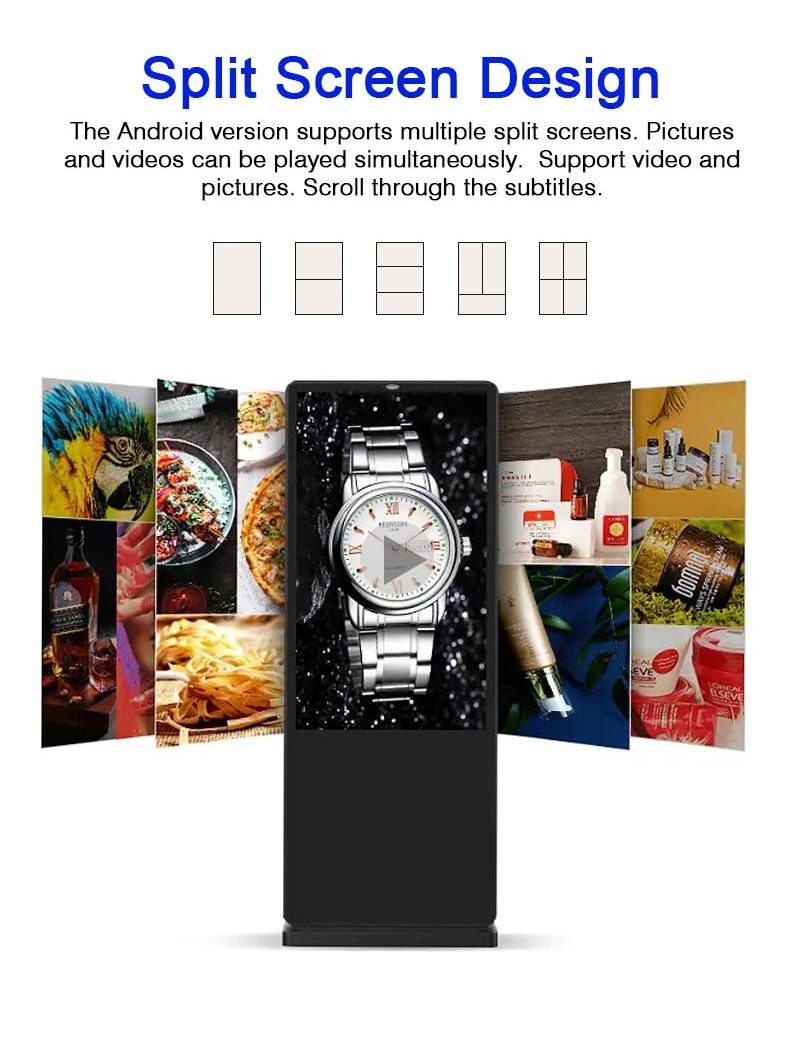 Free Standing Digital Kiosk 55 Inch Advertising Players Display LCD Digital Signage