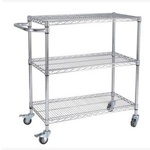 High Quality Movable  Garage Wire Shelf Metal Shelving Unit Heavy Duty Rack With Wheels