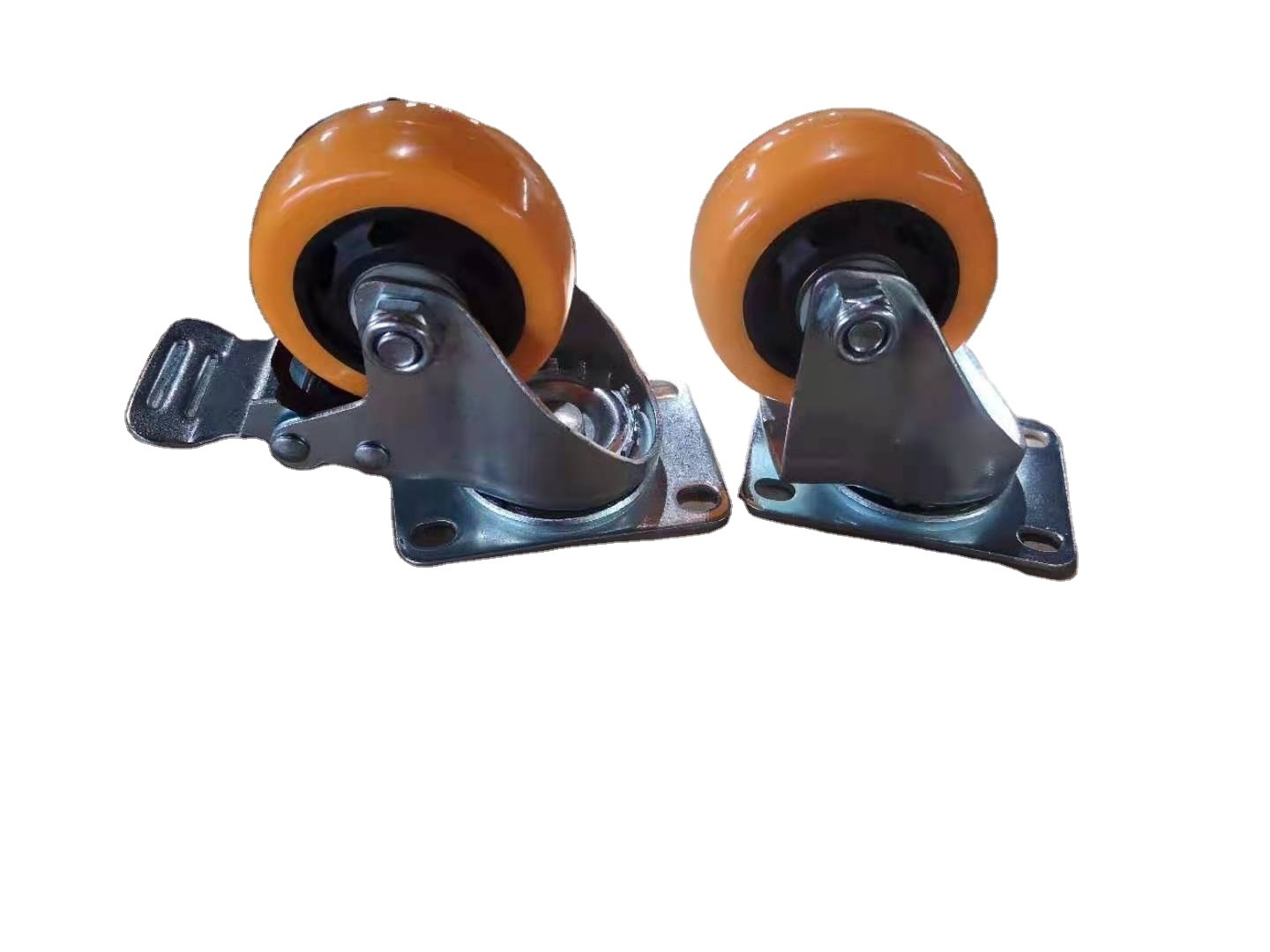 Swivel Plate PVC wheel with Brake  Heavy Duty Pp Core Pu Caster Wheel Furniture Metal Caster Wheel