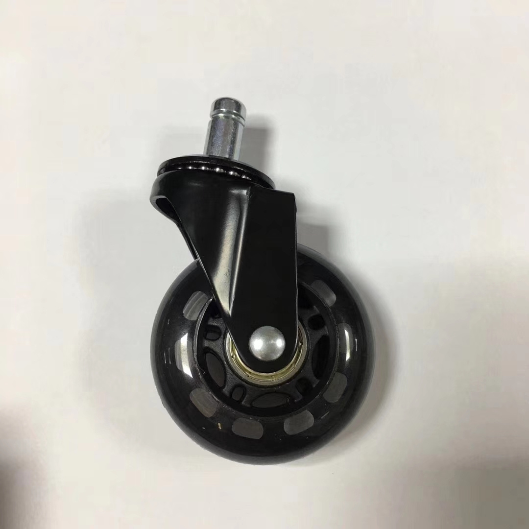 Pu Quiet Rolling Caster Wheels Locking Stem Casters Transparent with Ball Bearings Polyurethane castors for office chairs