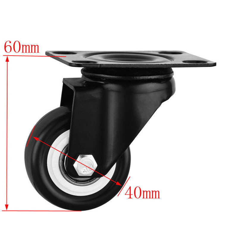 PVC Swivel Steel Plate Caster Wheels, Furniture Castors