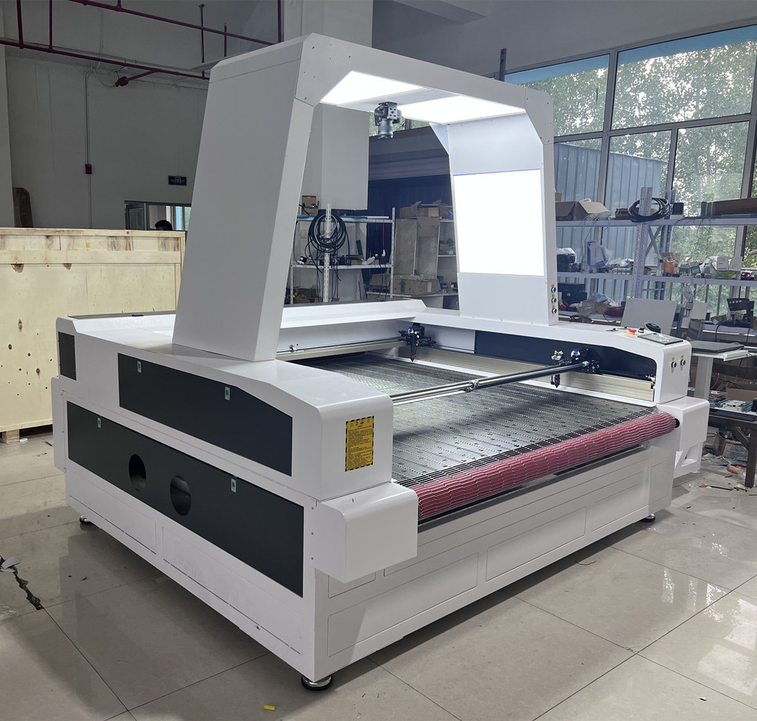 Auto Feeding T-shirt Fabric Cloth Dual Laser Heads 1820 Ccd Camera Co2 Laser Pattern Cutting Machine