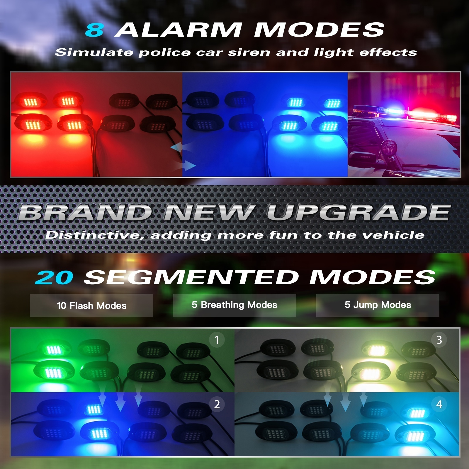 8 Pods LED Rock Lights for Jeep, RGB Rock Lights with APP/RF Remote Control, Multilcolor Neon Underglow Lights for Car UTV 12v