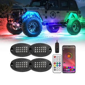 4 Pods Aluminum RGB LED Multi Color Rock Lights Custom 9W 18W 36W for Mini Truck ATV 4x4 Off Road Truck SUV Car