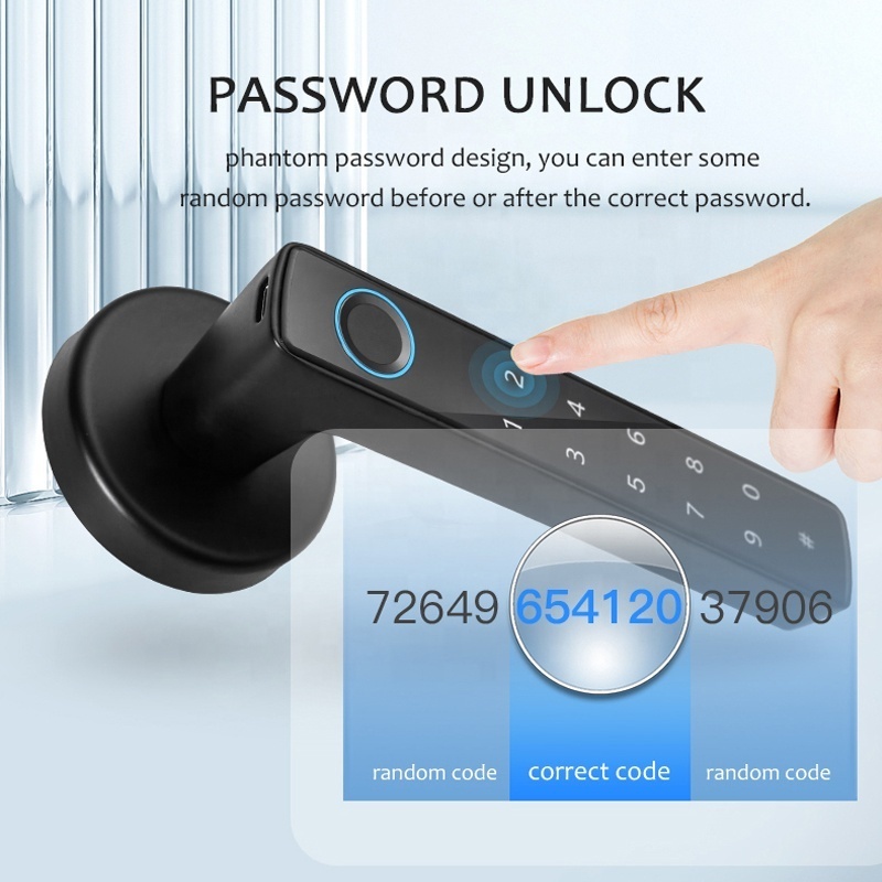 Safety USB Port Lock Smart Home Wifi Hand Door Locks Smart Door Lock With Fingerprint Tuya App