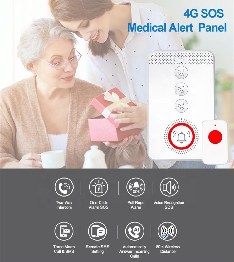 Wireless SOS Alarm GSM 4G Mobile Calling System Manual Emergency Panic Button Elderly