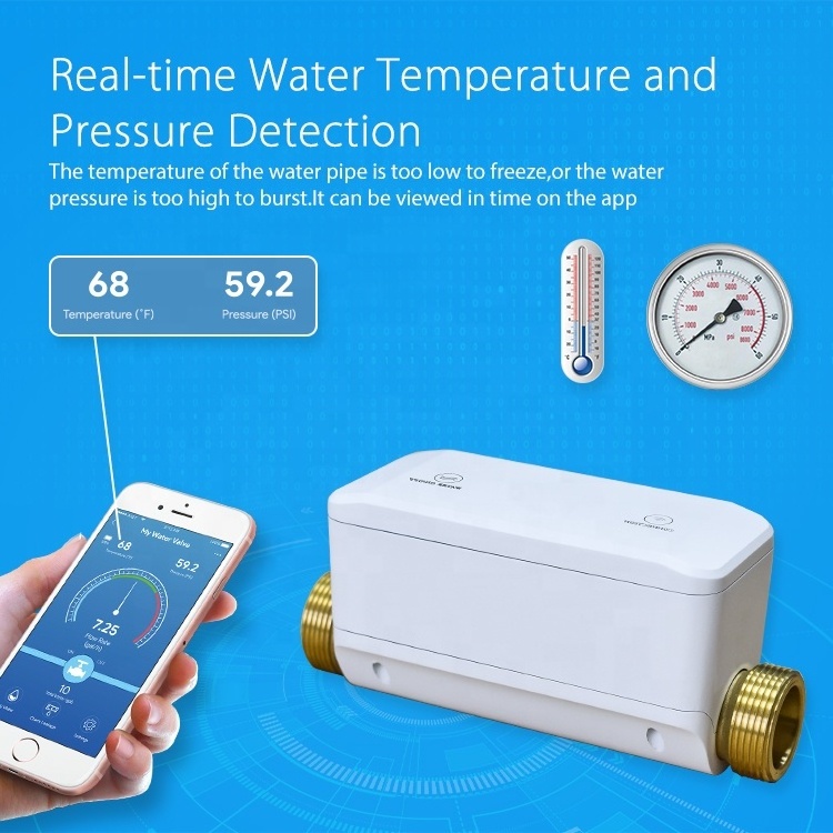 Tuya Water Pressure Temperature Measurement WiFi Water Flow Meter Smart Life Water Leak Control Solenoid Valve