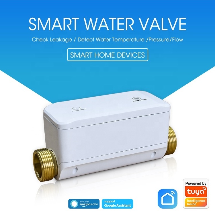 WiFi Tuya Smart Remote Control Water Consumption Monitor Flow Control Water Pressure Leakage Solenoid Shut Off Valve