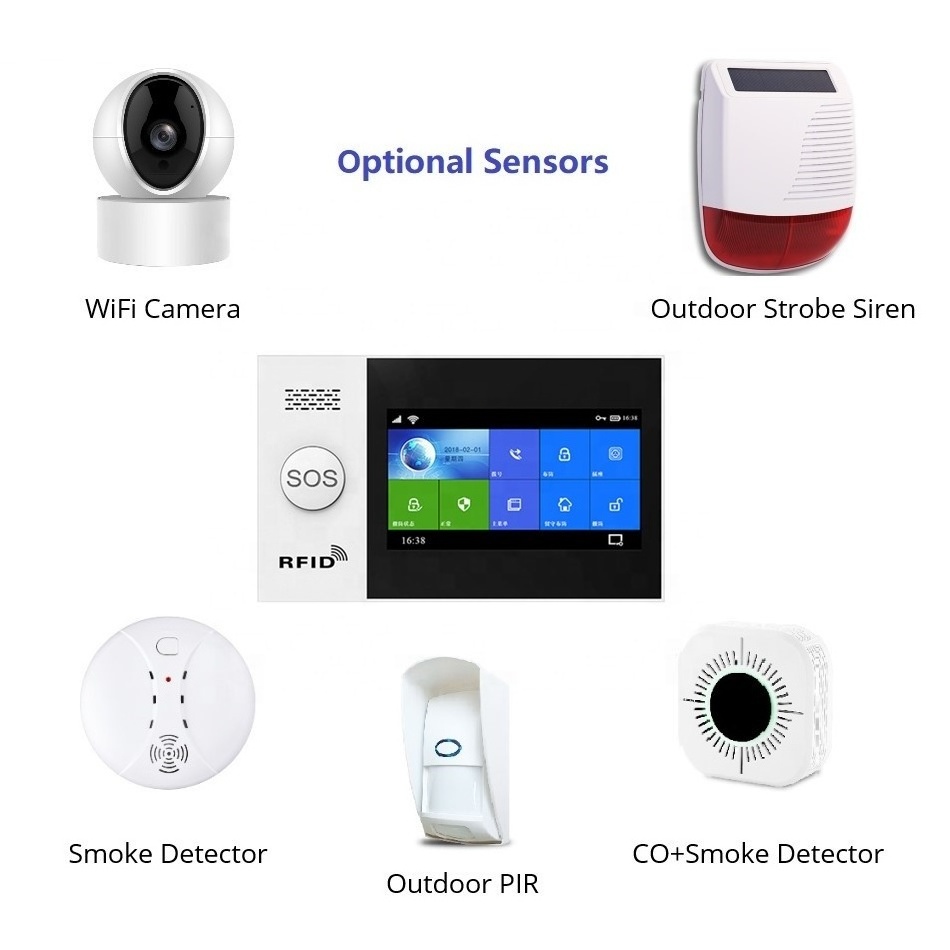 Home Security Systems Tuya Smart Life WiFi Wired Wireless Connection GSM Intelligent Alarm System with Motion Sensor Door Sensor