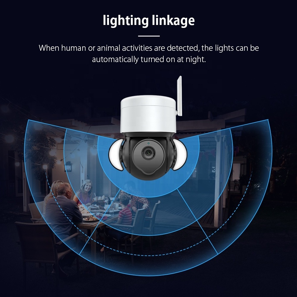 Tuya Smart Life App Security WiFi Outdoor Waterproof 3MP IR Floodlight Mini PTZ Camera