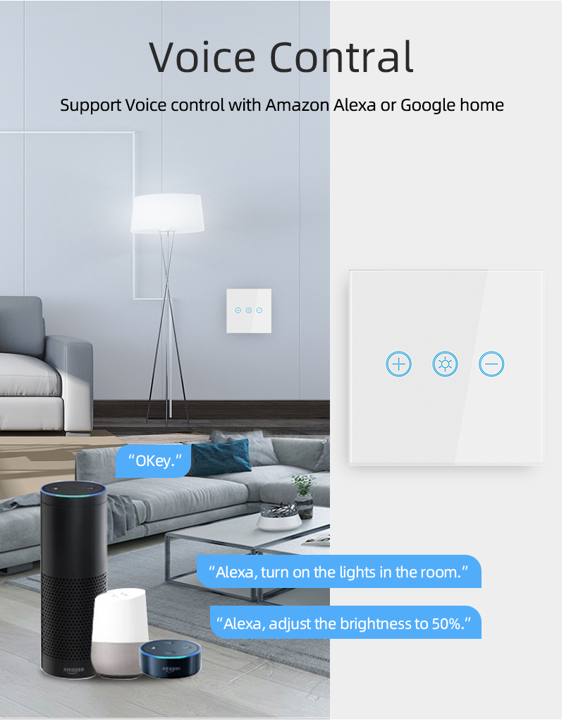 Tuya Smart Wifi Dimmer Light Switch with Alexa Google Home Voice Control