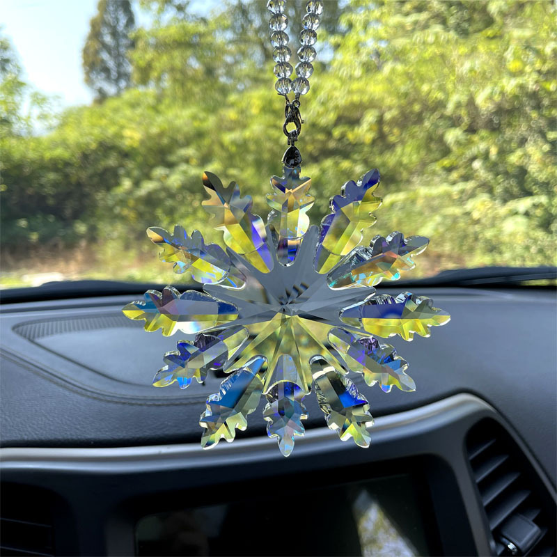 2021Hot decorative window wall car hanging wind chime crystal for Christmas Snowflake Hanging Crystal ornament