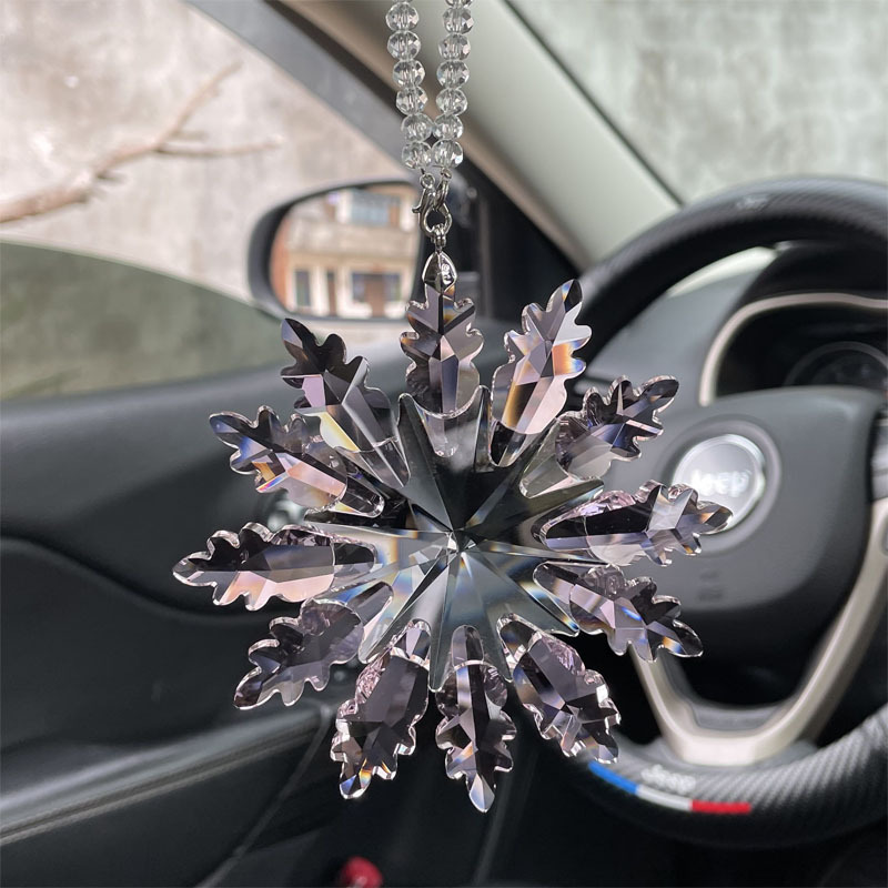 2021Hot decorative window wall car hanging wind chime crystal for Christmas Snowflake Hanging Crystal ornament