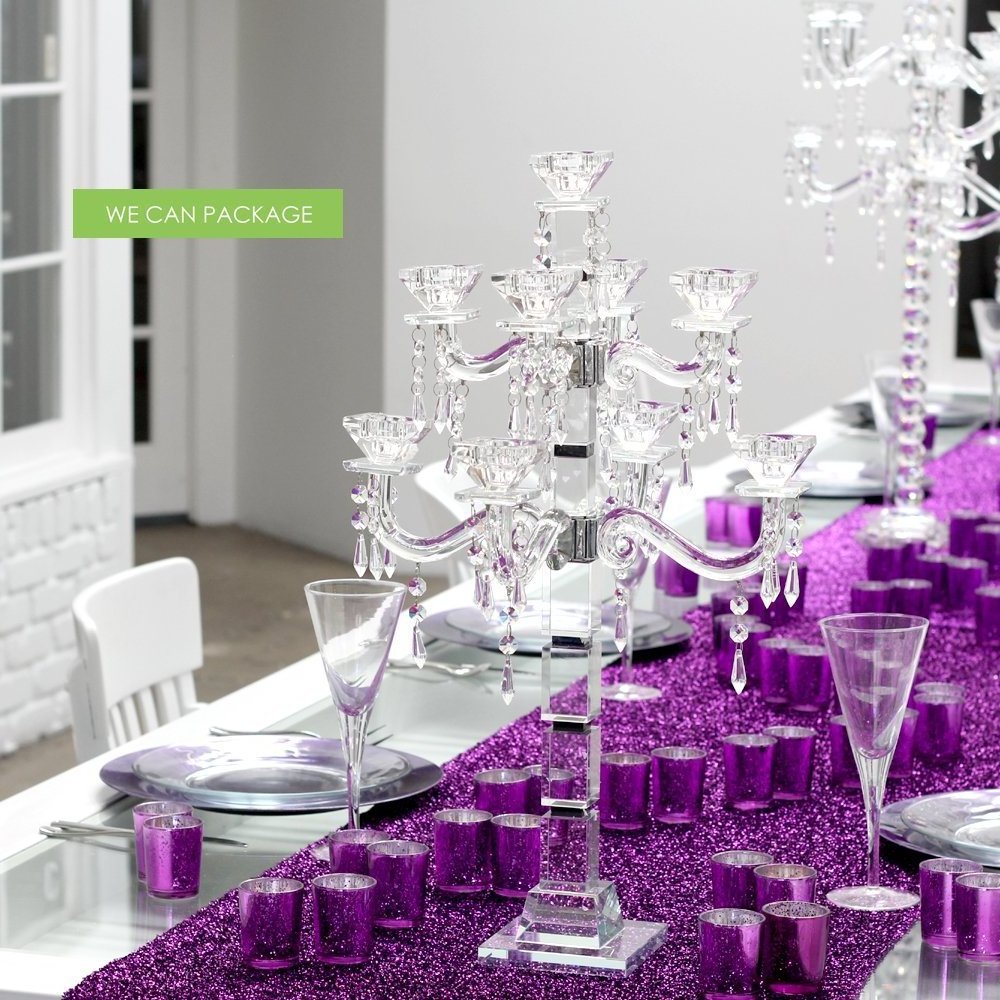 wholesale clear wedding crystal candelabra glass candle holder for table centerpiece