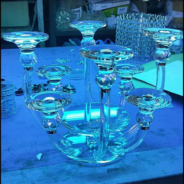 wholesale wedding centerpiece 8 arms crystal candle holders and flower stands for table decoration