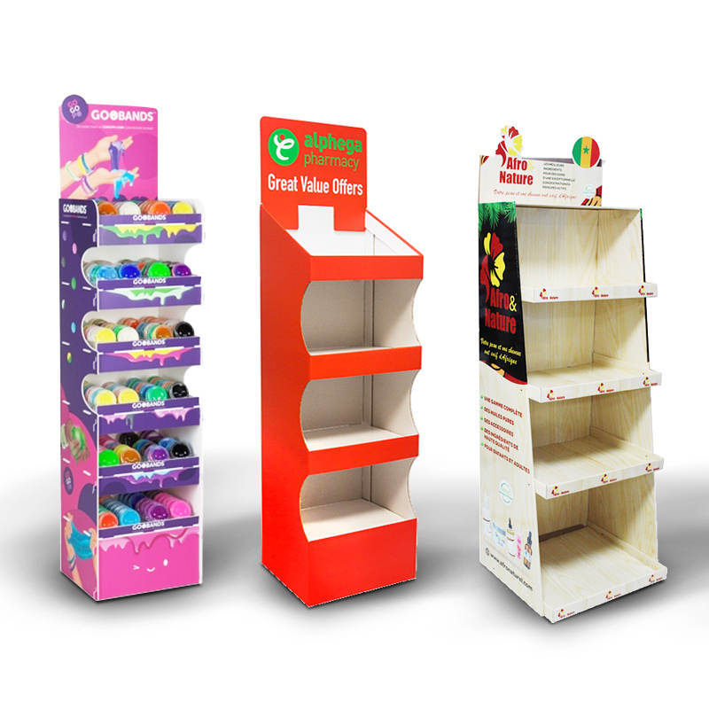 Custom retail pos toy store kids cardboard floor funko pop product rack doll merchandise paper display stand