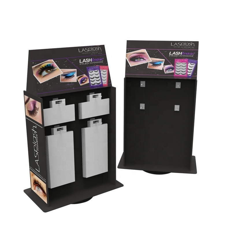 Customized cardboard corrugated makeup for counter lash countertop tier cosmetic product lipstick eyelash display stand